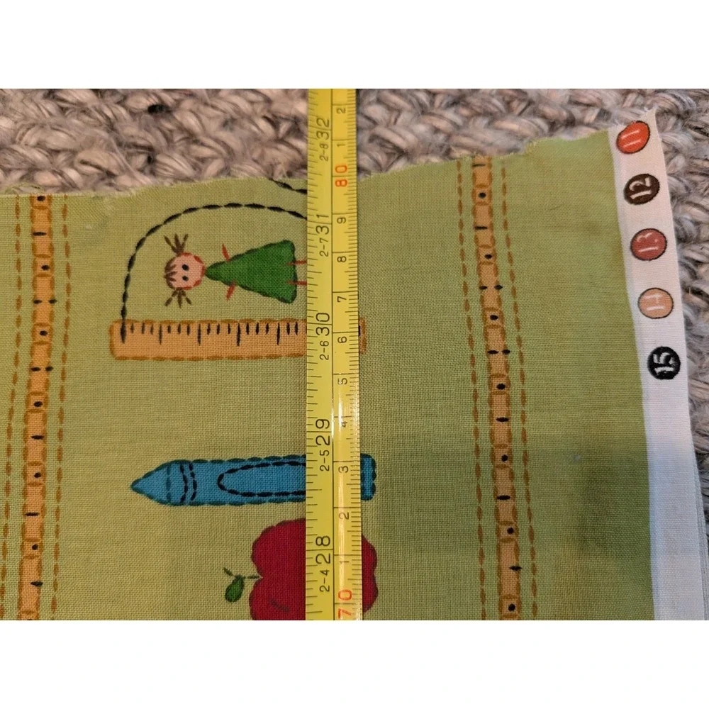 1.7 Yard Vintage Y2K Green School Days Kids Children Quilting Fabric 62x40‎